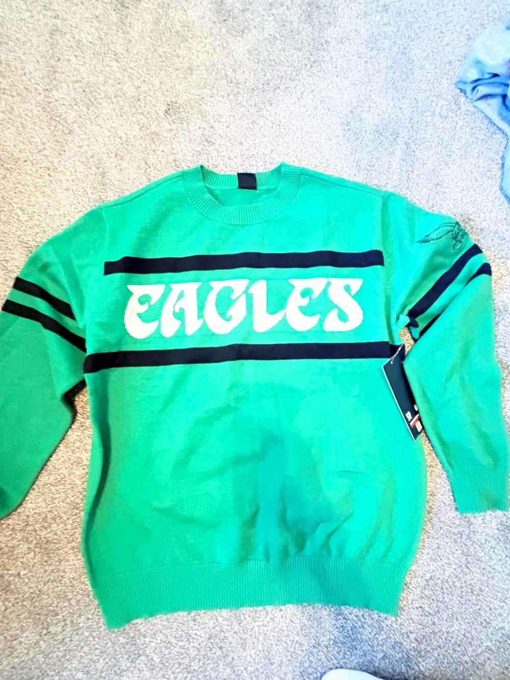NFL Green Eagles Crewneck Sweater with black Stripes